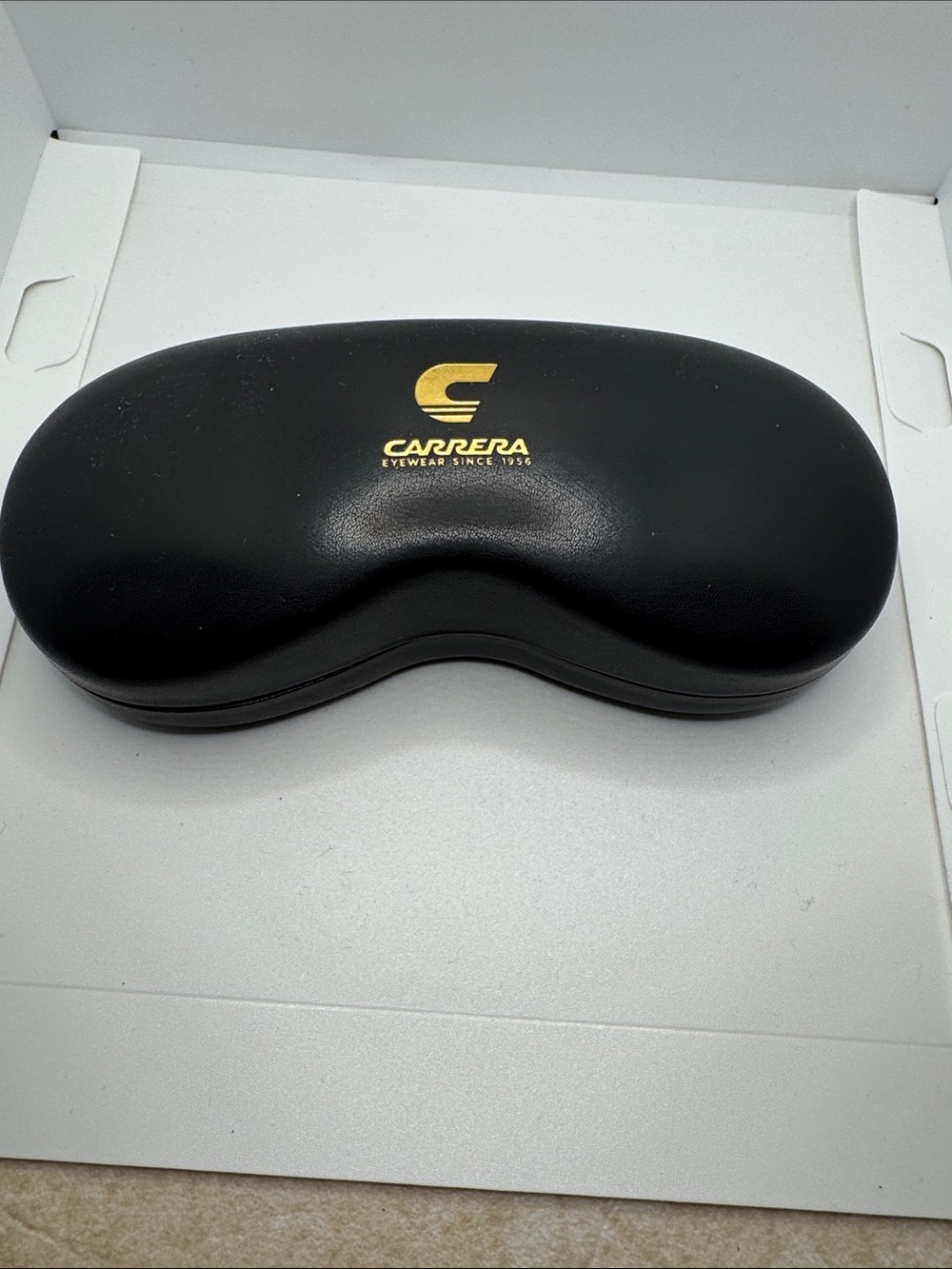 Carrera Black Eyewear Case with Gold Logo Accent